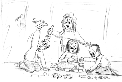 cartoon: business people playing