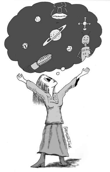 Cartoon: woman embracing her imagination