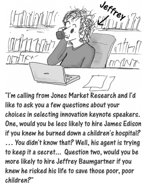 Cartoon: Jeffrey pretending to be a market researcher to unmarket a competitor