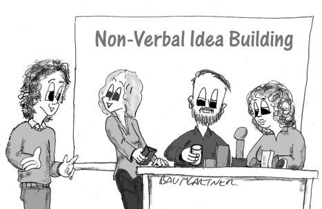 Jeffrey leads non-verbal idea building workshop