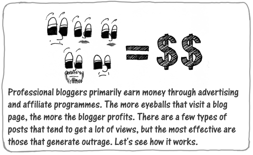 professional bloggers earn income from eyeballs, clicks and visits