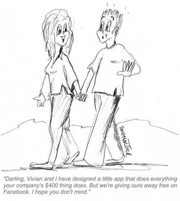 Cartoon: couple holding hands.