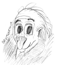 Cartoon of Albert Einstein sticking out tongue