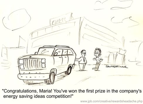 Cartoon: Maria wins big SUV in energy saving ideas competition