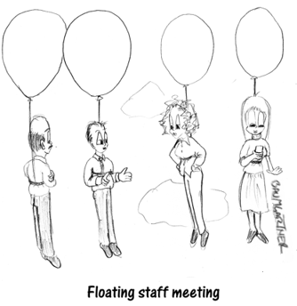 cartoon: floating staff meeting