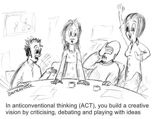 Cartoon - lively anticonventional discussion