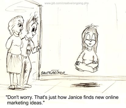 cartoon, Janice finds ideas by hovering