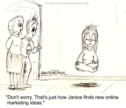 cartoon, Janice finds ideas by hovering