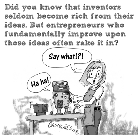 Cartoon: inventors seldom become rich from their ideas