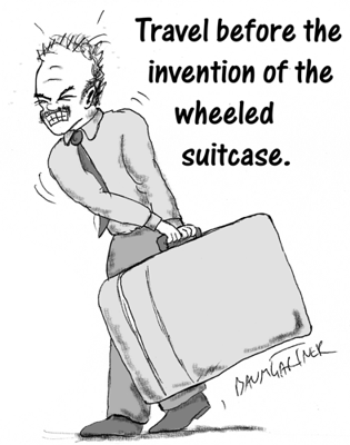 Cartoon: man lugging suitcase